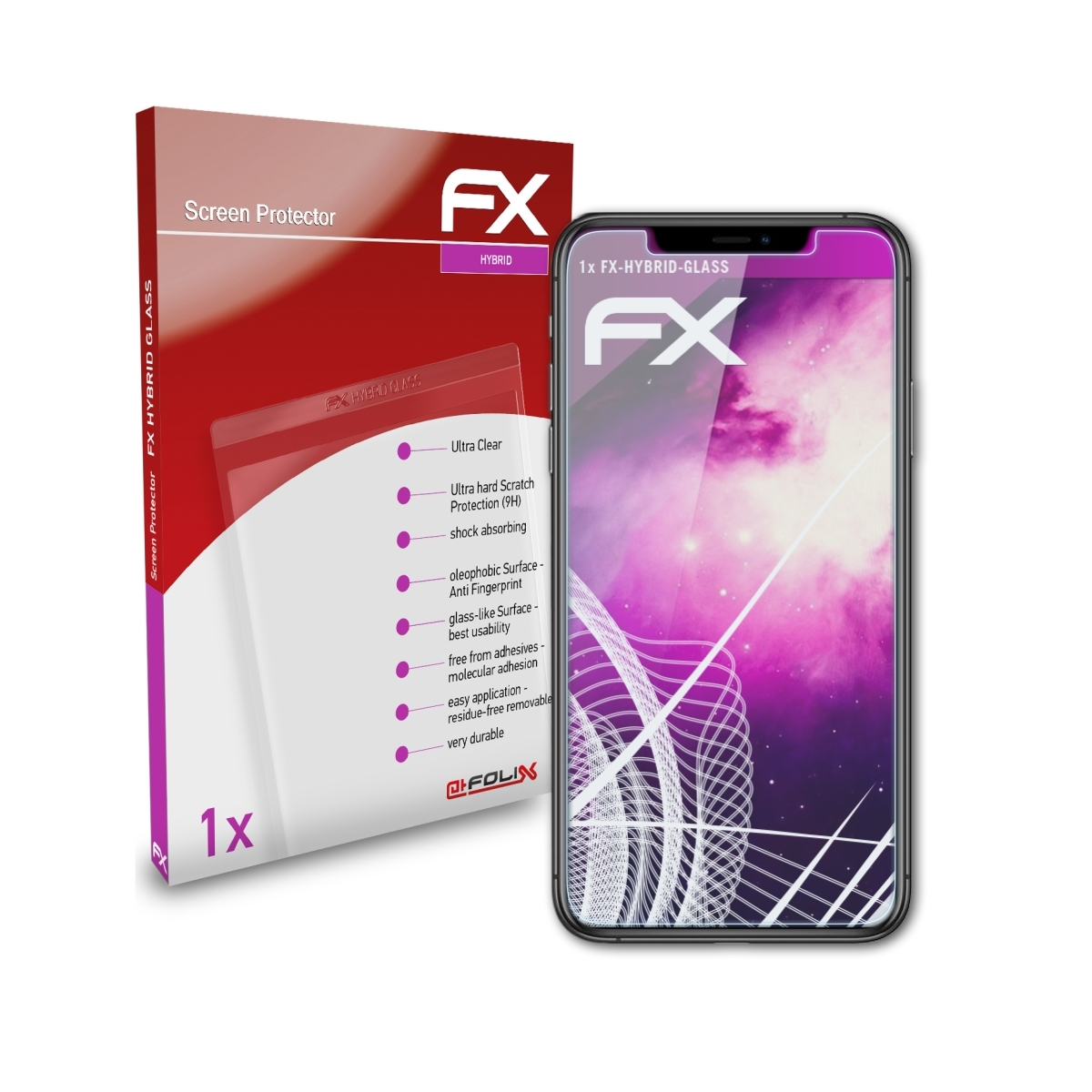 ATFOLIX FX-Hybrid-Glass 11 Max) Schutzglas(für Apple iPhone Pro