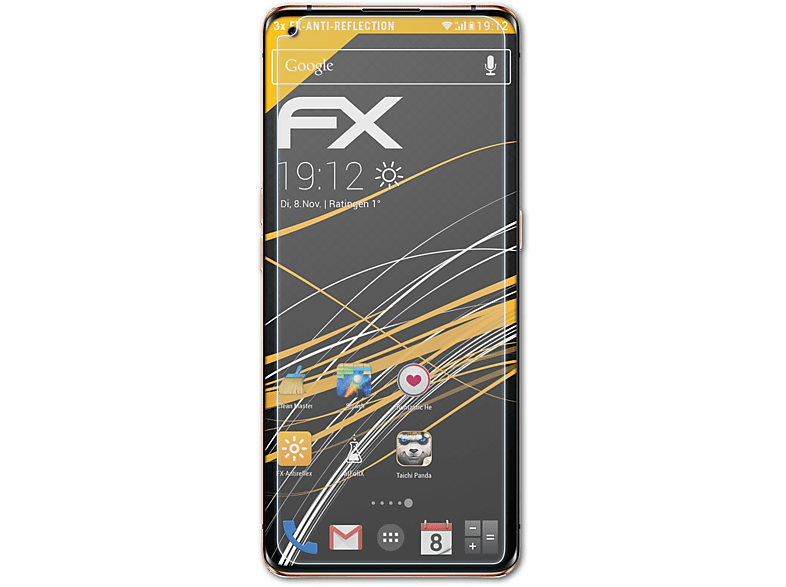 ATFOLIX 3x FX-Antireflex Displayschutz(für Oppo Find X2 Pro)