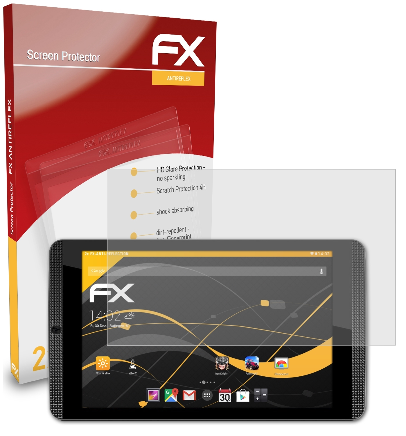 ATFOLIX 2x FX-Antireflex Displayschutz(für K1) Tablet Nvidia Shield