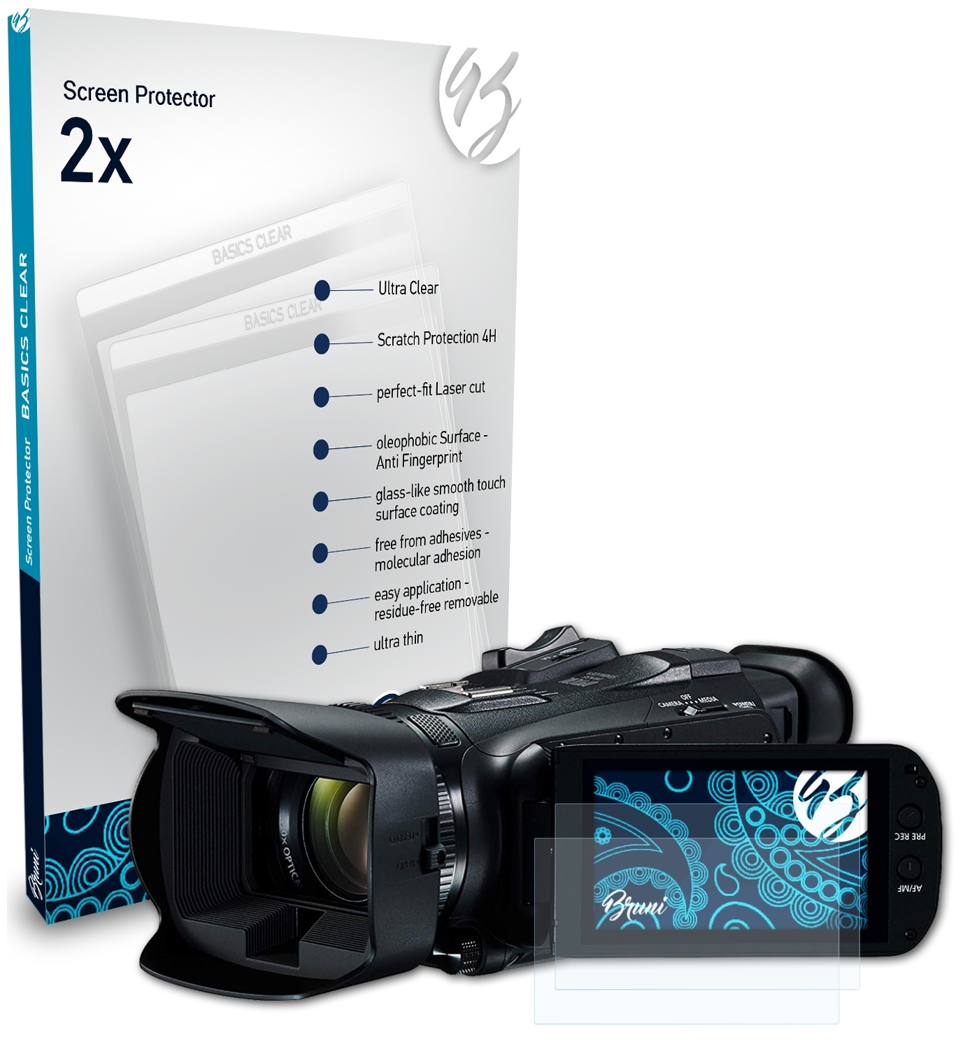 BRUNI 2x Basics-Clear Schutzfolie(für G50) HF Canon Legria