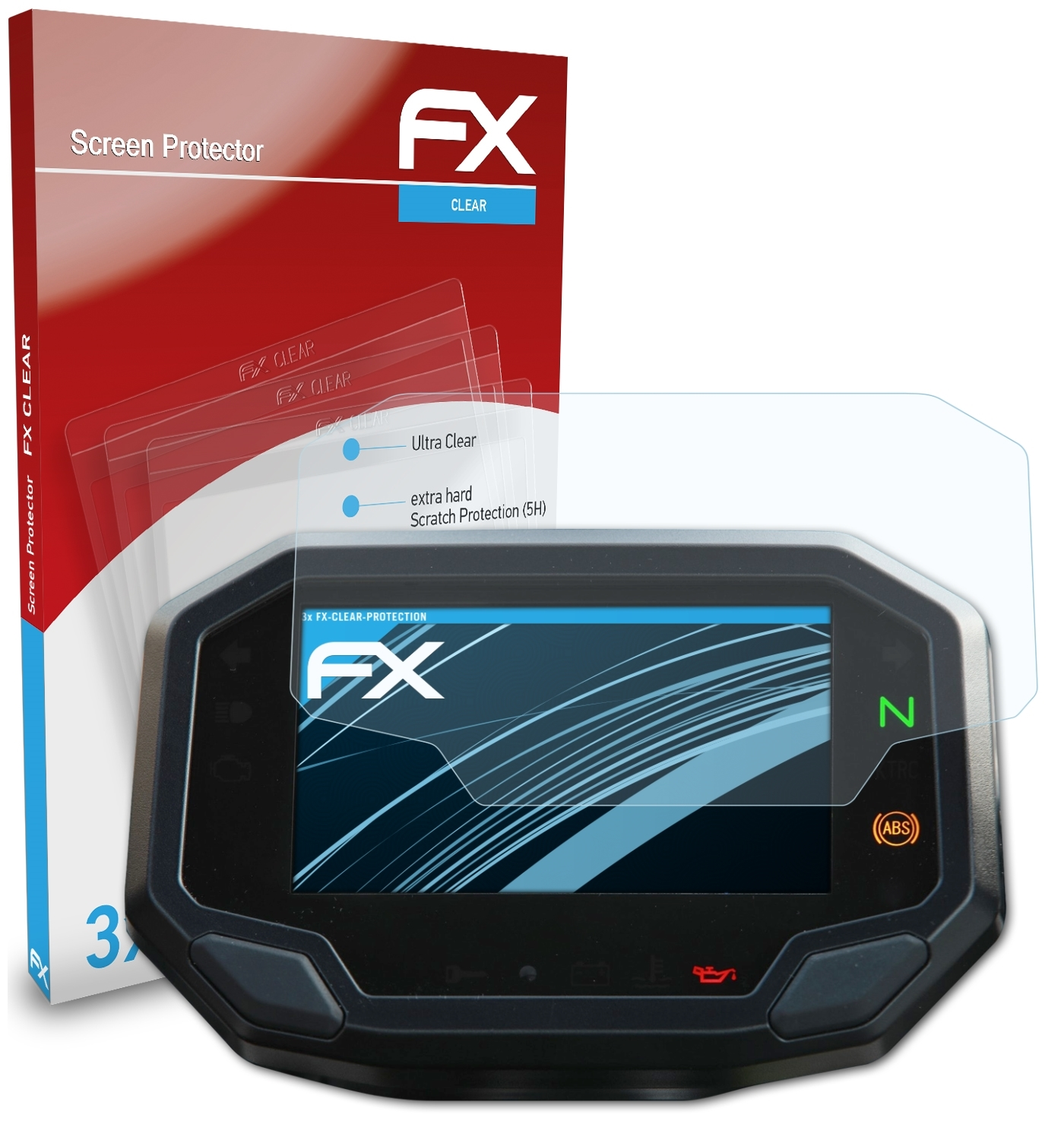 ATFOLIX 3x FX-Clear Displayschutz(für Kawasaki ZH2 (2020))
