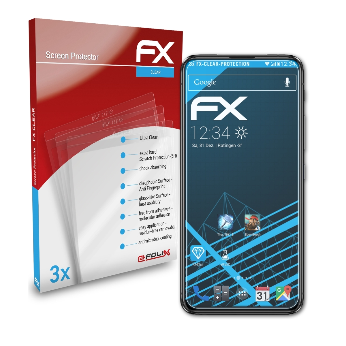 3x 6 ATFOLIX FX-Clear (ZS630KL)) Asus Displayschutz(für Zenfone