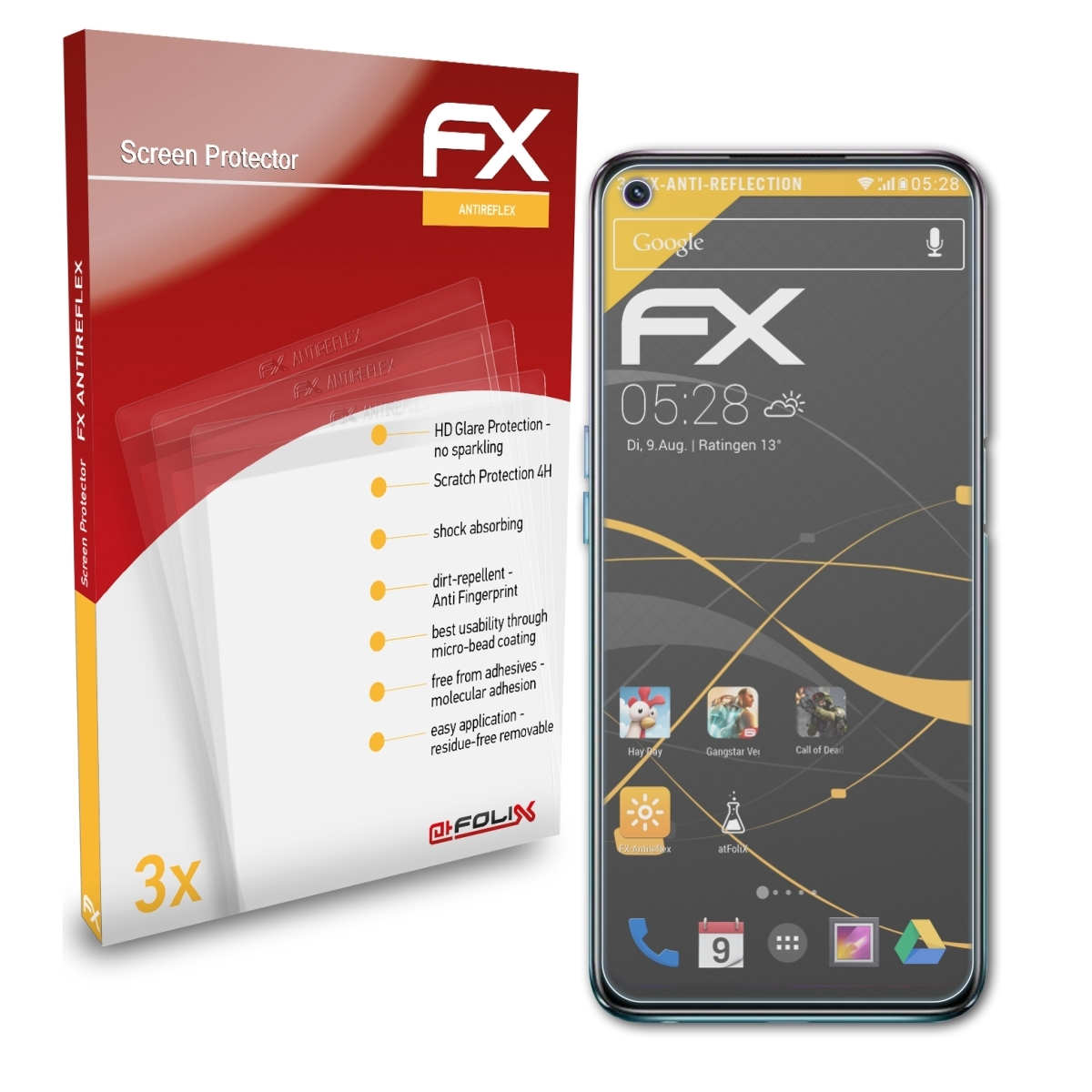 ATFOLIX 3x FX-Antireflex Displayschutz(für Oppo 5G) A93