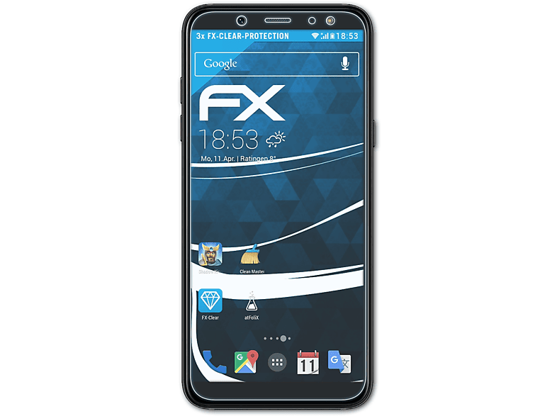 ATFOLIX 3x FX-Clear Displayschutz(für Samsung Galaxy A6 (2018))