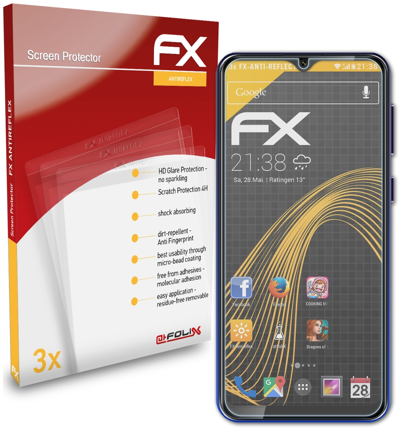 ATFOLIX FX-Antireflex 3x Oukitel Displayschutz(für C19)