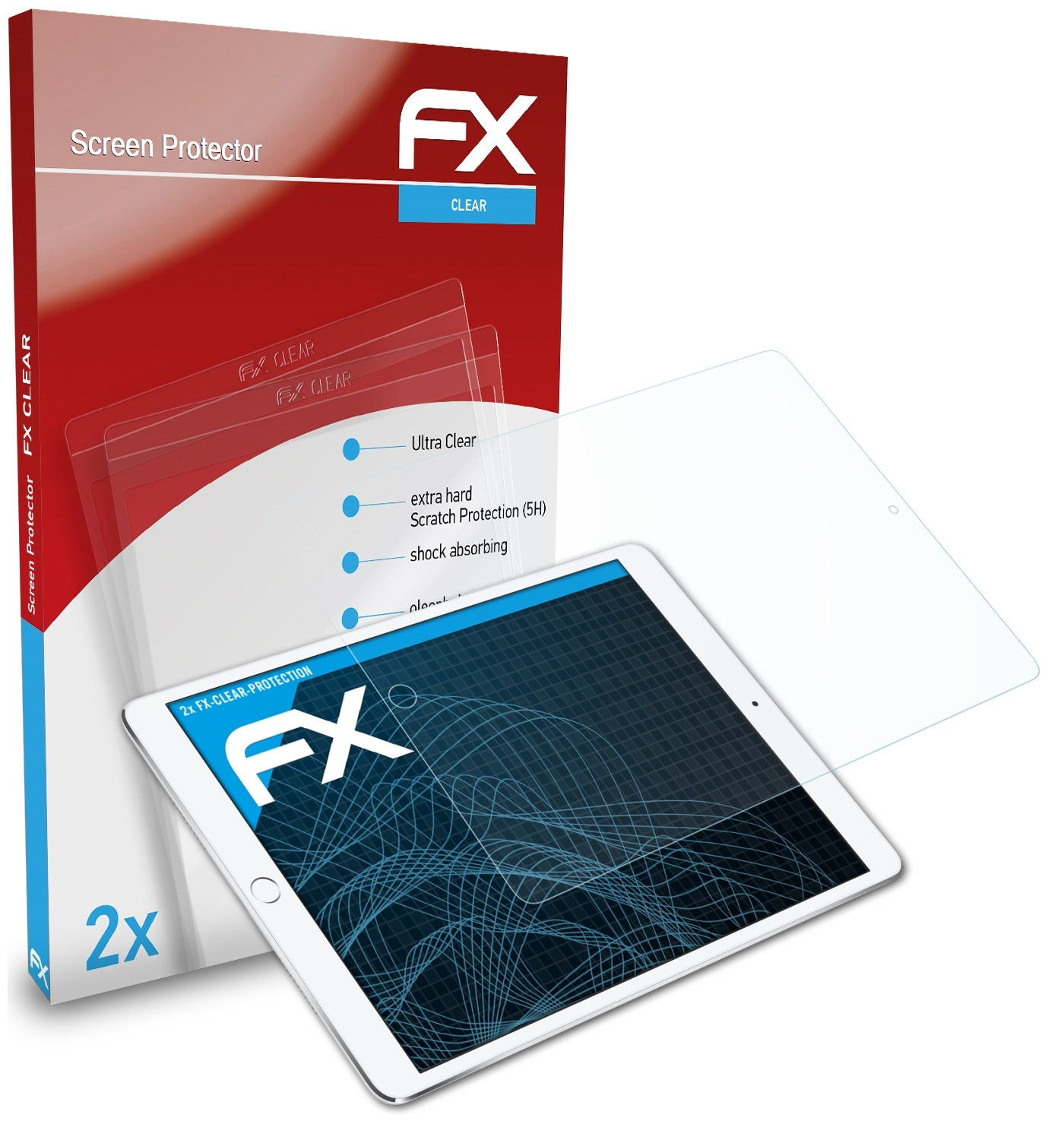 ATFOLIX 2x iPad 12.9 (2017)) Apple Displayschutz(für Pro FX-Clear