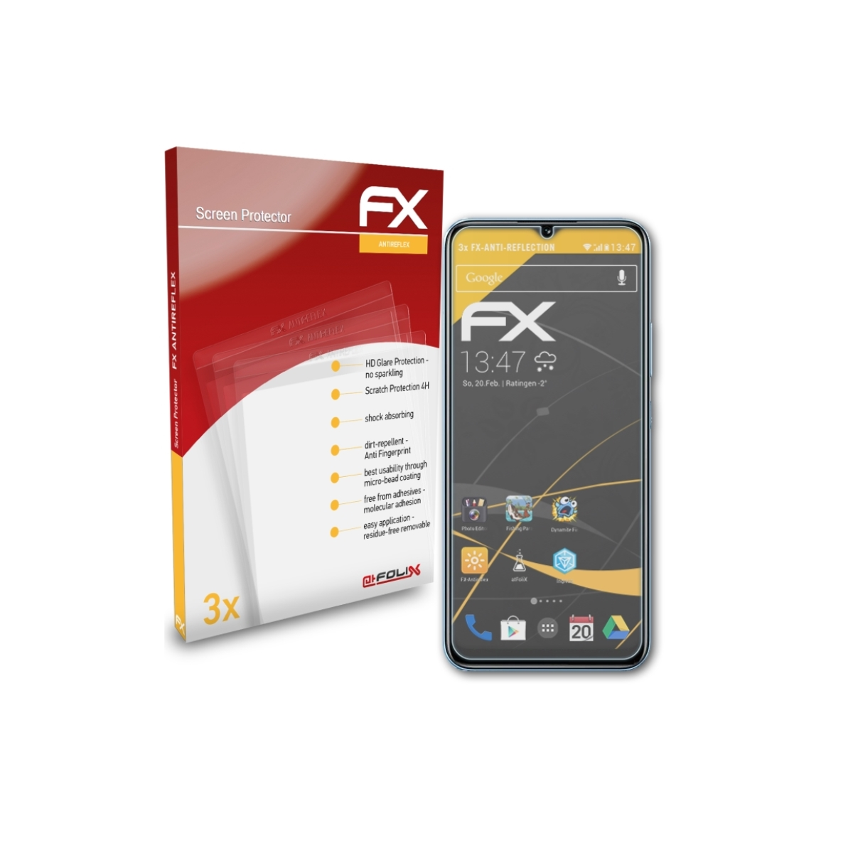 ATFOLIX 3x Displayschutz(für Realme Narzo 50A) FX-Antireflex