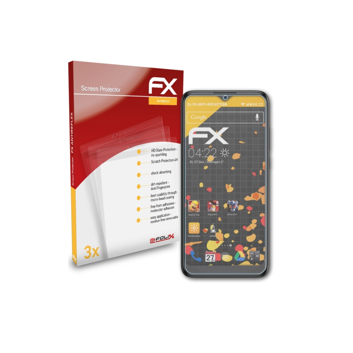 L10 Pro) TCL FX-Antireflex 3x Displayschutz(für ATFOLIX