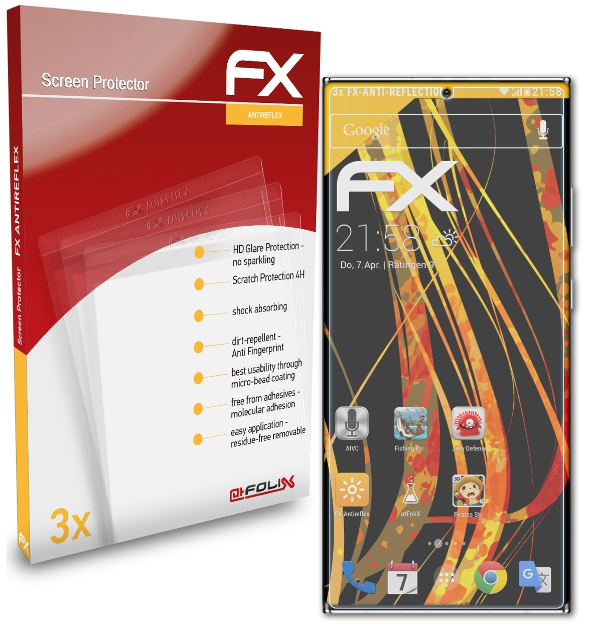 ATFOLIX 3x FX-Antireflex Displayschutz(für Samsung Note 20 Ultra) Galaxy