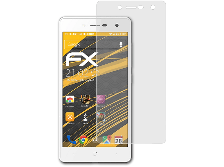 ATFOLIX 3x L7) Displayschutz(für Blade ZTE FX-Antireflex