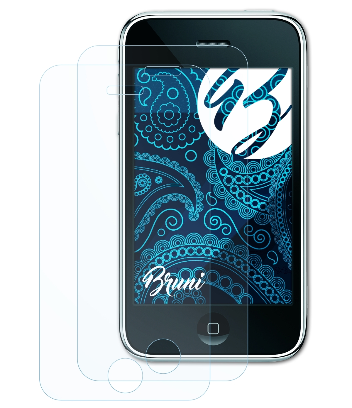 BRUNI 2x iPhone 3G) Basics-Clear Apple Schutzfolie(für