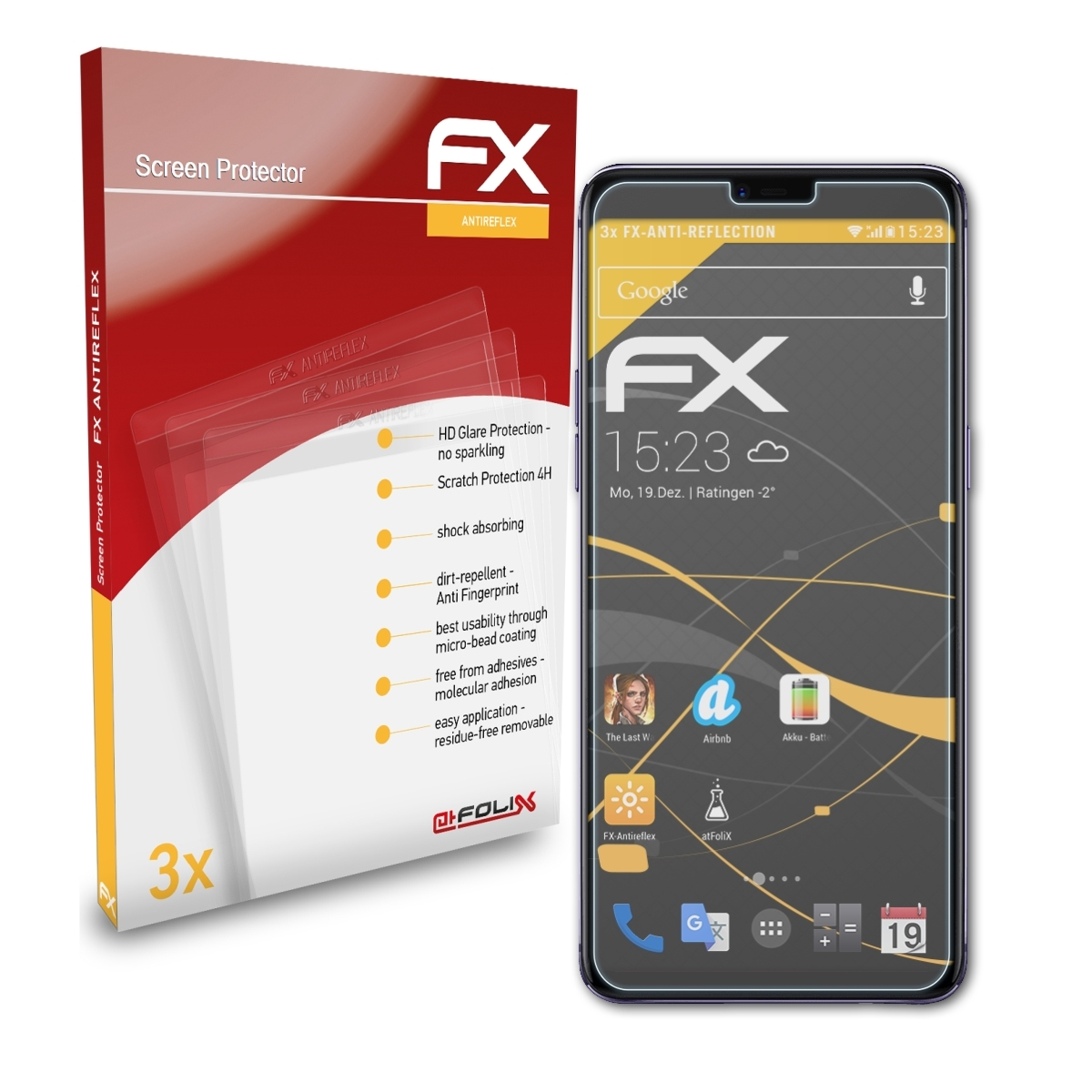 ATFOLIX 3x FX-Antireflex R15) Displayschutz(für Oppo