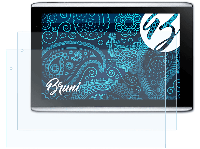 BRUNI 2x Basics-Clear Schutzfolie(für Acer Iconia A500, A501) | Tabletschutzfolien