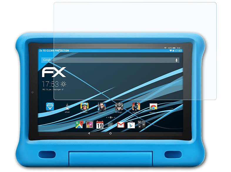 ATFOLIX 2x FX-Clear Displayschutz(für Amazon Fire HD 10 Kids (Edition 2019))