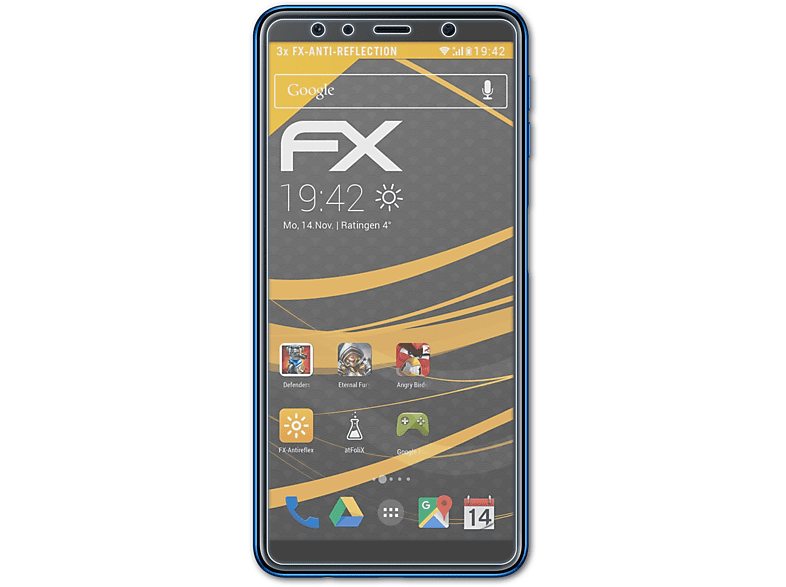 ATFOLIX 3x FX-Antireflex Displayschutz(für Samsung Galaxy A7 (2018))