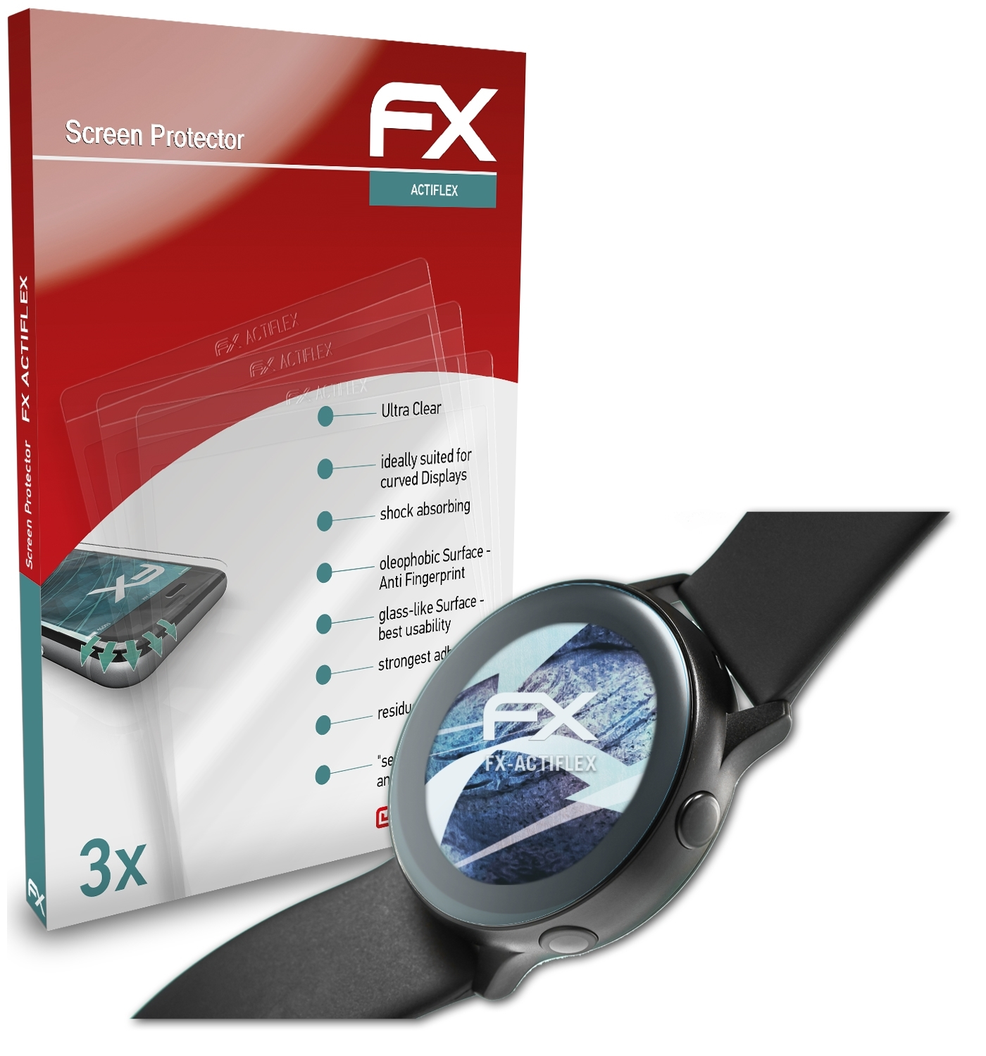 ATFOLIX 3x FX-ActiFleX Displayschutz(für 2 (40mm)) Galaxy Samsung Active Watch