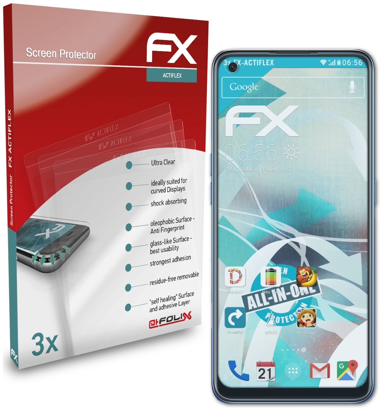 ATFOLIX 3x FX-ActiFleX A74) Oppo Displayschutz(für