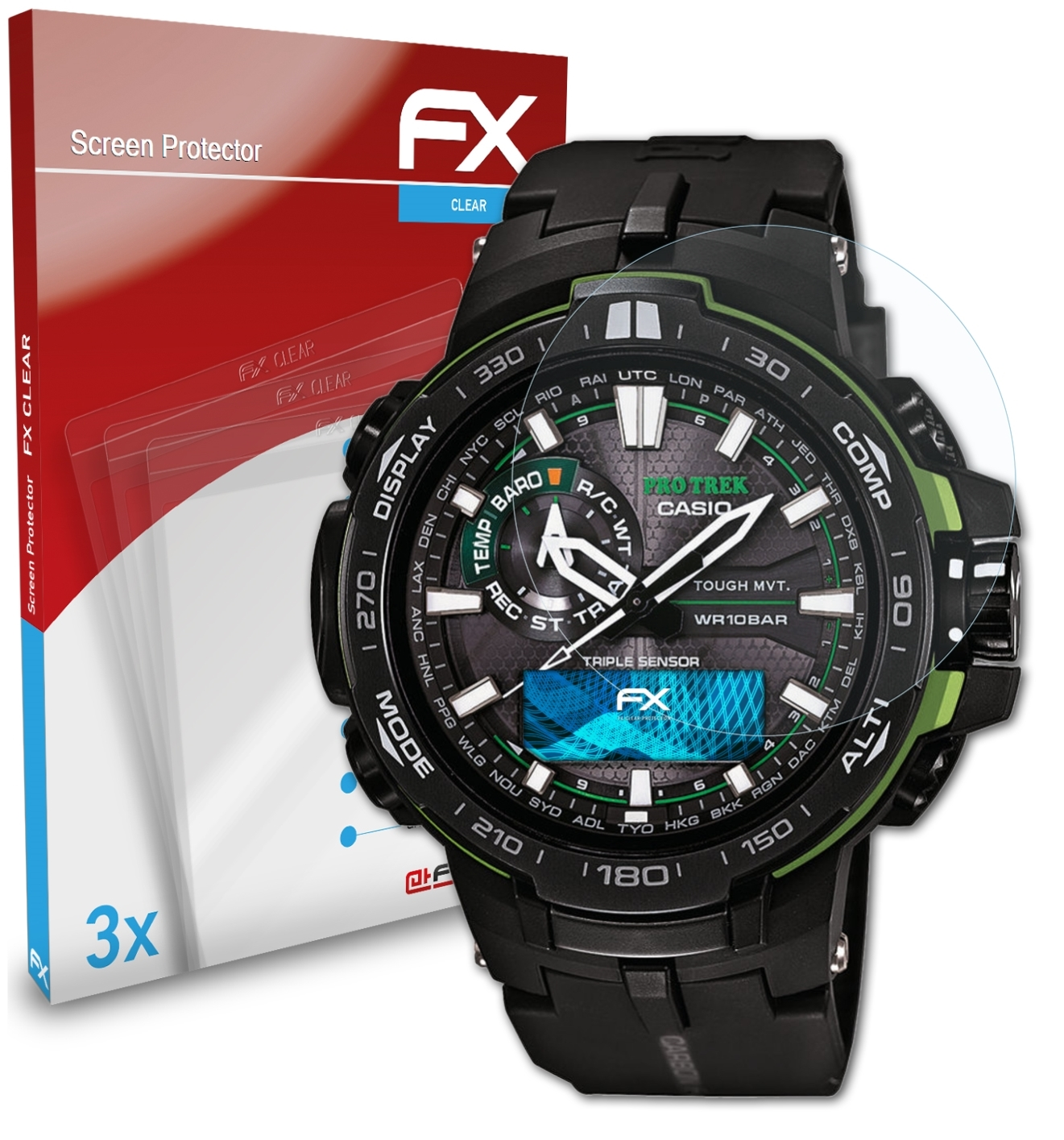 ATFOLIX 3x Casio FX-Clear Displayschutz(für PRW-6000Y-1AER)