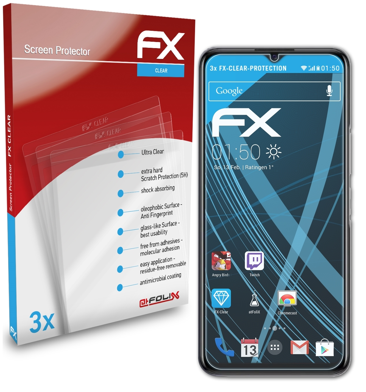 ATFOLIX 3x FX-Clear Displayschutz(für Vivo Y53s)