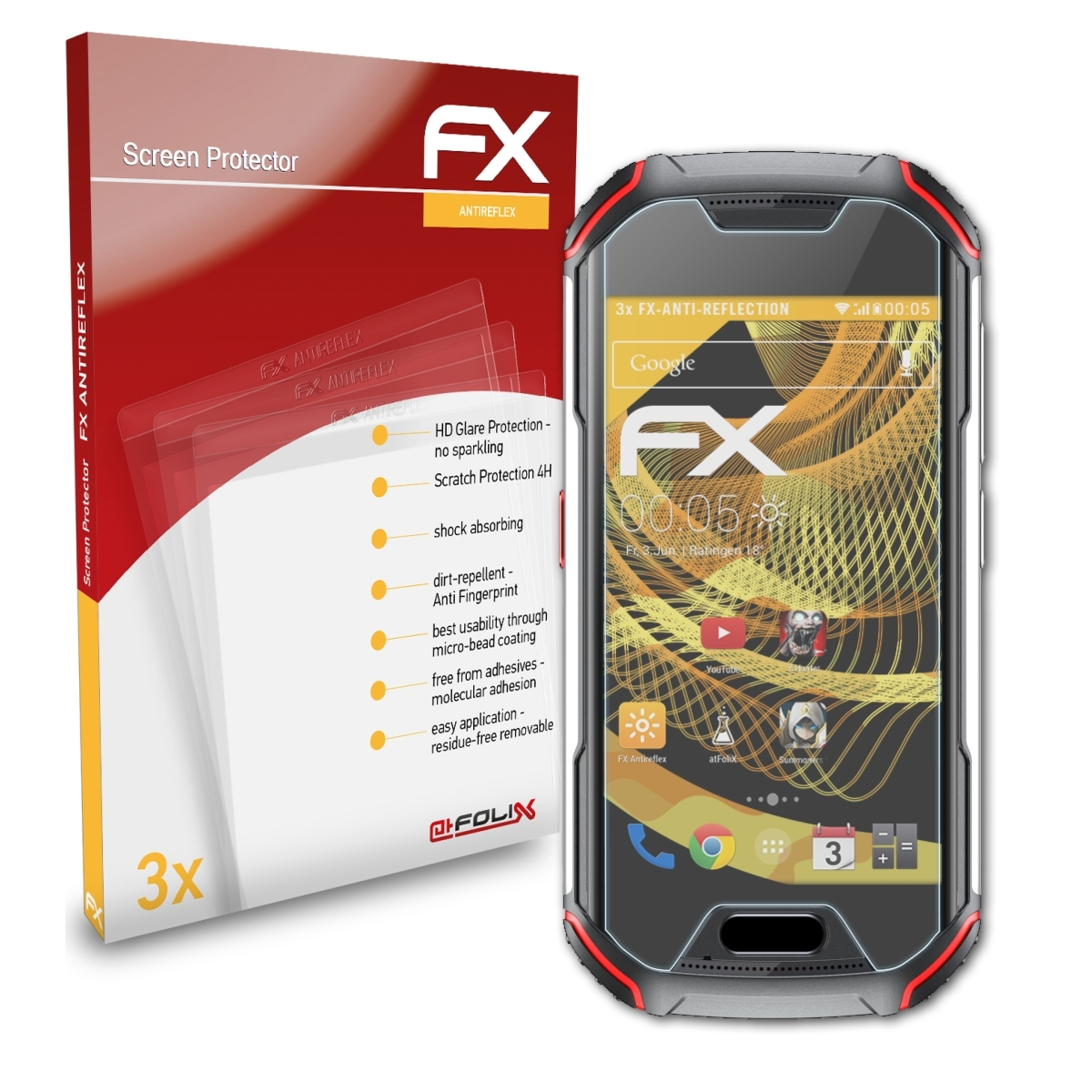 ATFOLIX 3x FX-Antireflex Atom Displayschutz(für Unihertz XL)