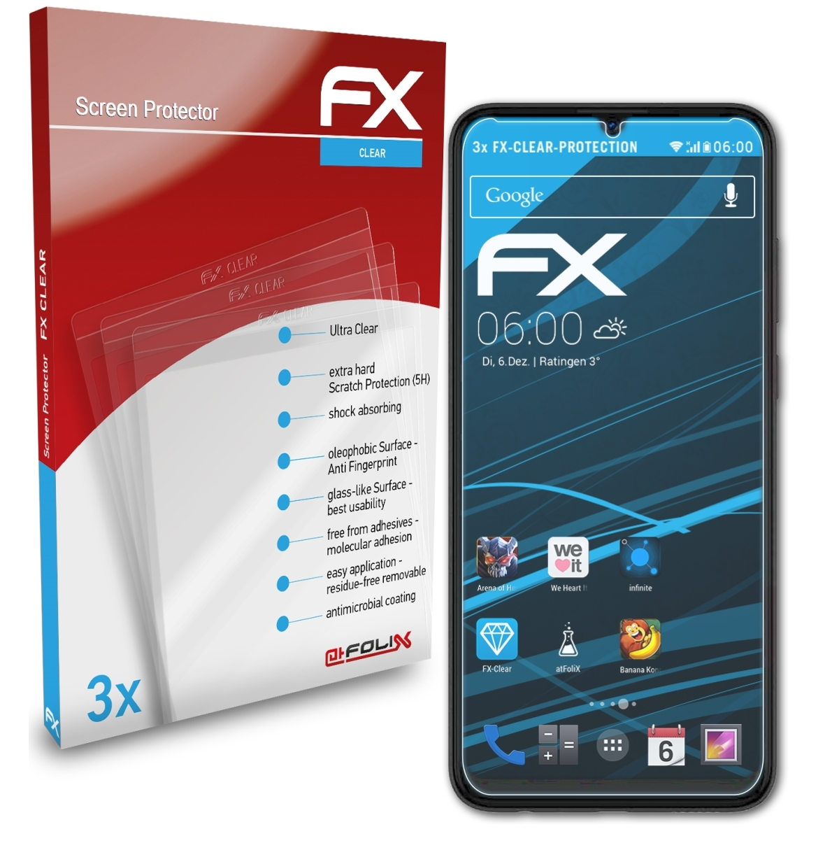 Displayschutz(für ATFOLIX 3x Y6s) Huawei FX-Clear