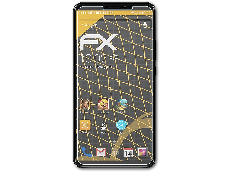 ATFOLIX 3x FX-Antireflex Displayschutz(für Xiaomi Max Mi 3)