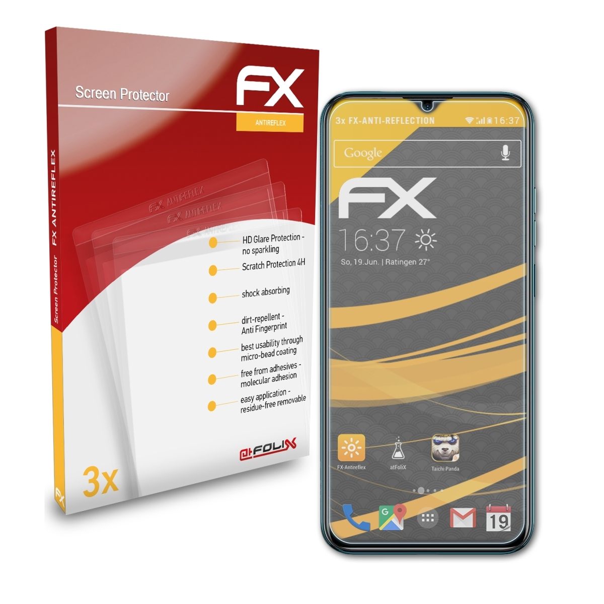 ATFOLIX 3x FX-Antireflex Displayschutz(für Note 9P) Ulefone