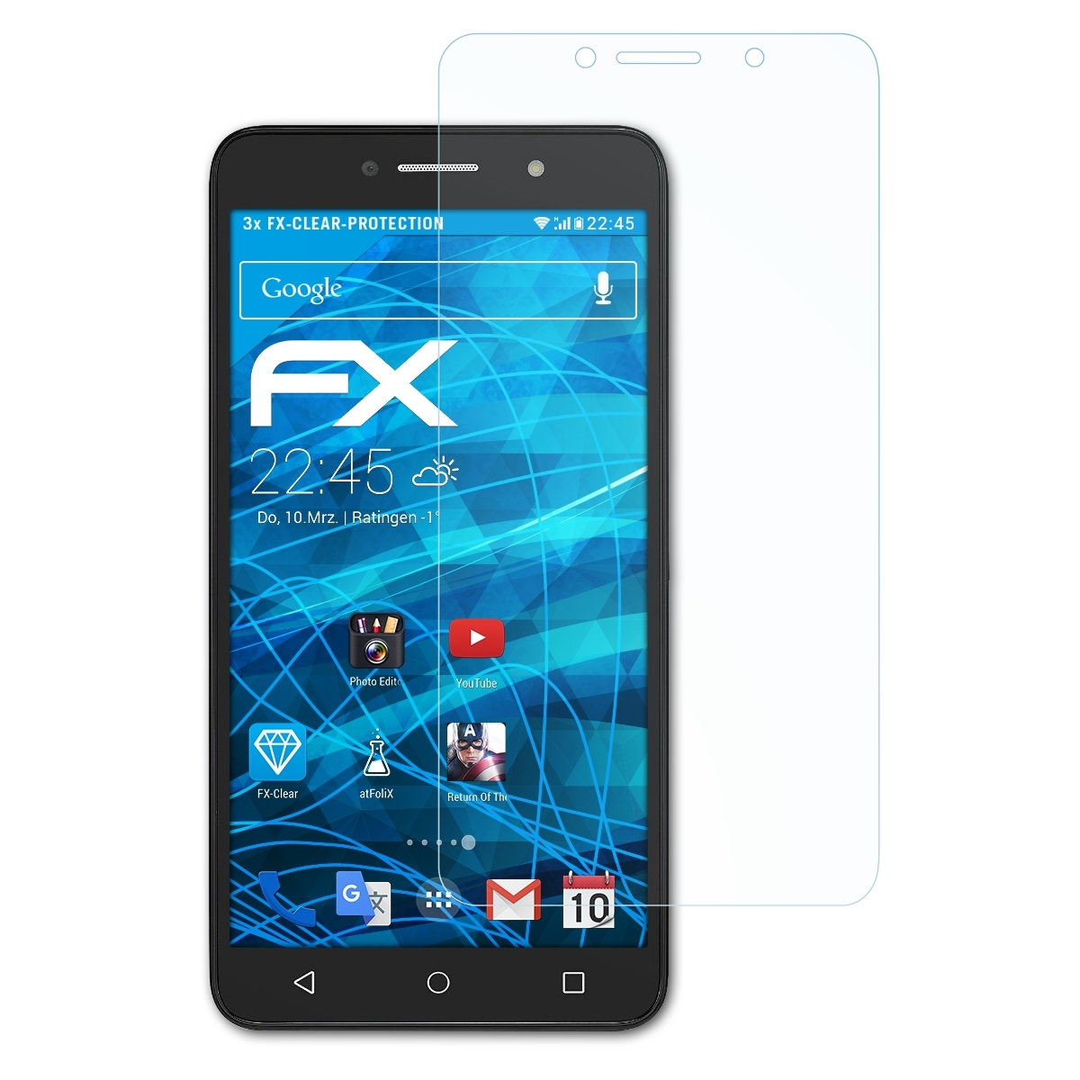 (6)) Displayschutz(für FX-Clear 3x Alcatel ATFOLIX One 4 Pixi Touch