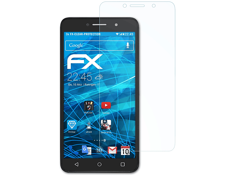ATFOLIX 3x FX-Clear Displayschutz(für Alcatel One Touch Pixi 4 (6))