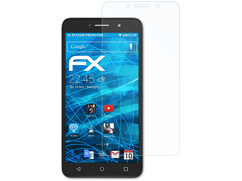 (6)) Displayschutz(für FX-Clear 3x Alcatel ATFOLIX One 4 Pixi Touch