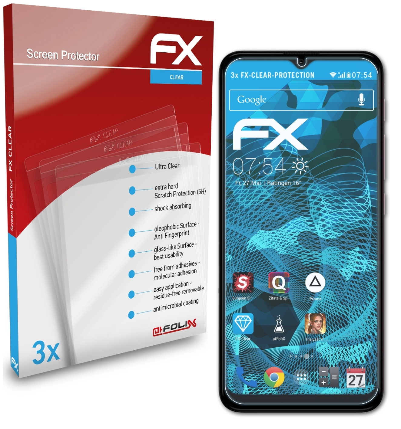 Motorola Moto FX-Clear G30) 3x Displayschutz(für ATFOLIX