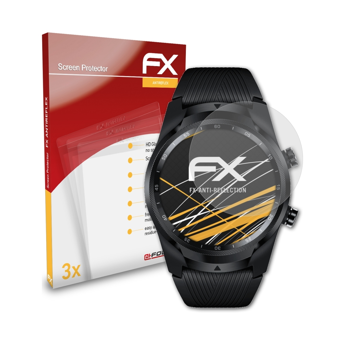 ATFOLIX 3x FX-Antireflex Displayschutz(für 4G) Pro TicWatch Mobvoi