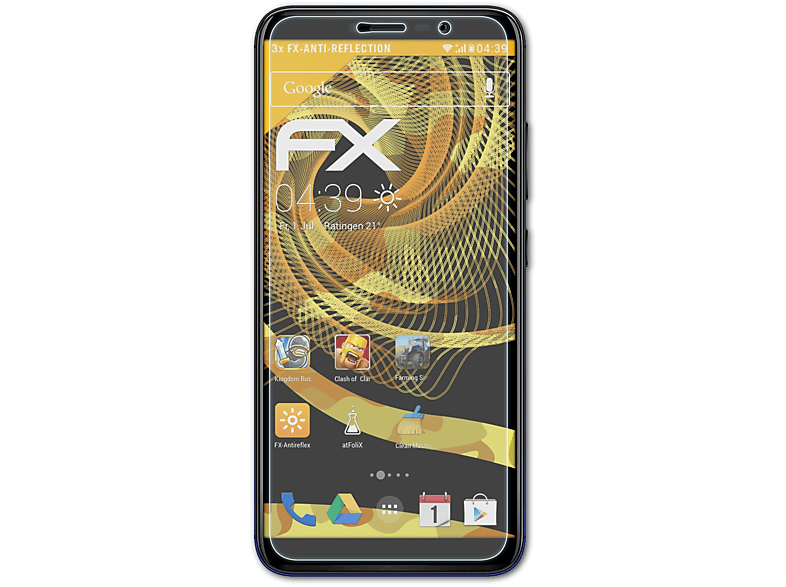 3x Wiko FX-Antireflex Displayschutz(für ATFOLIX Y80)