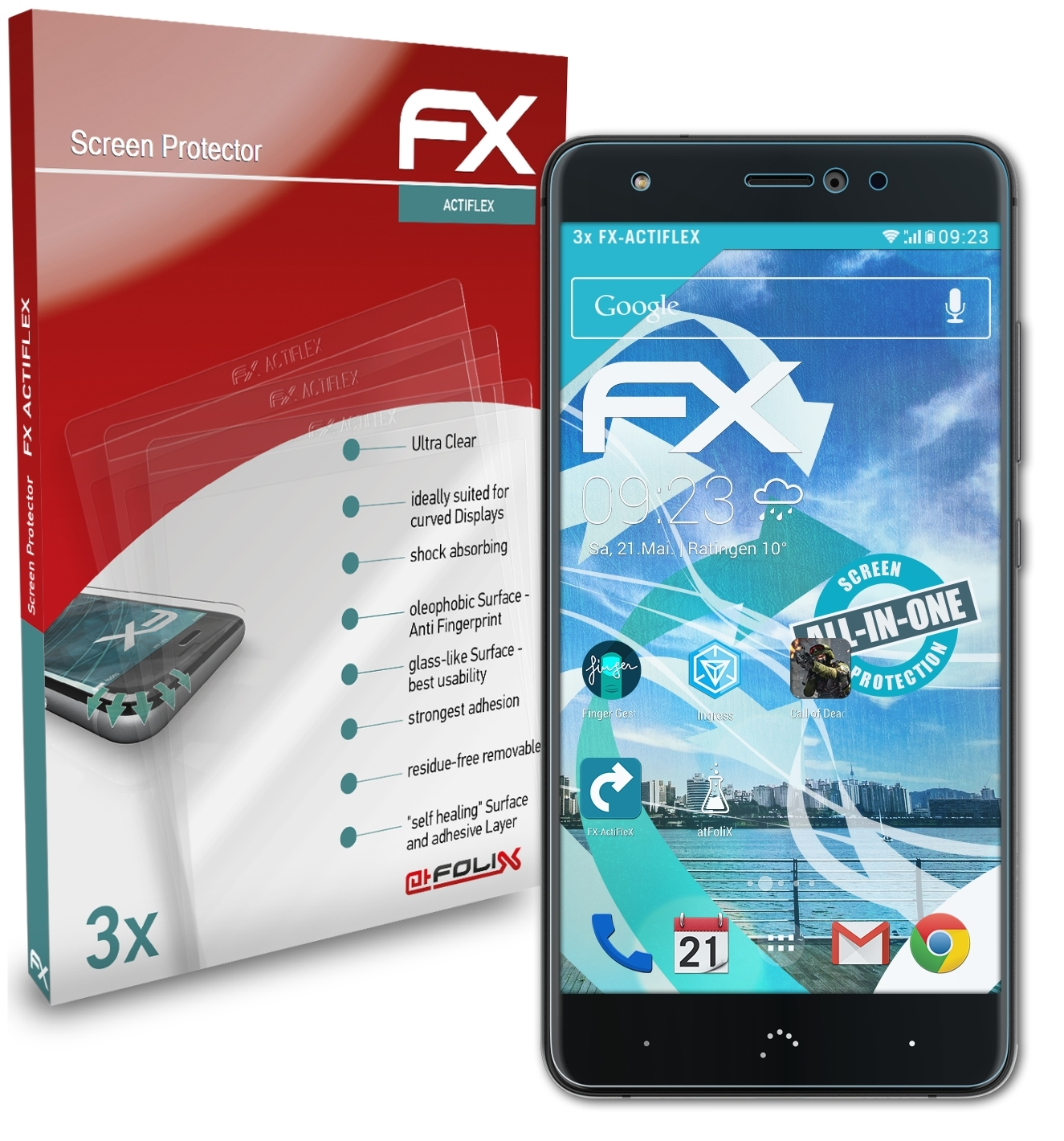 ATFOLIX 3x FX-ActiFleX Displayschutz(für bq Pro) Aquaris X
