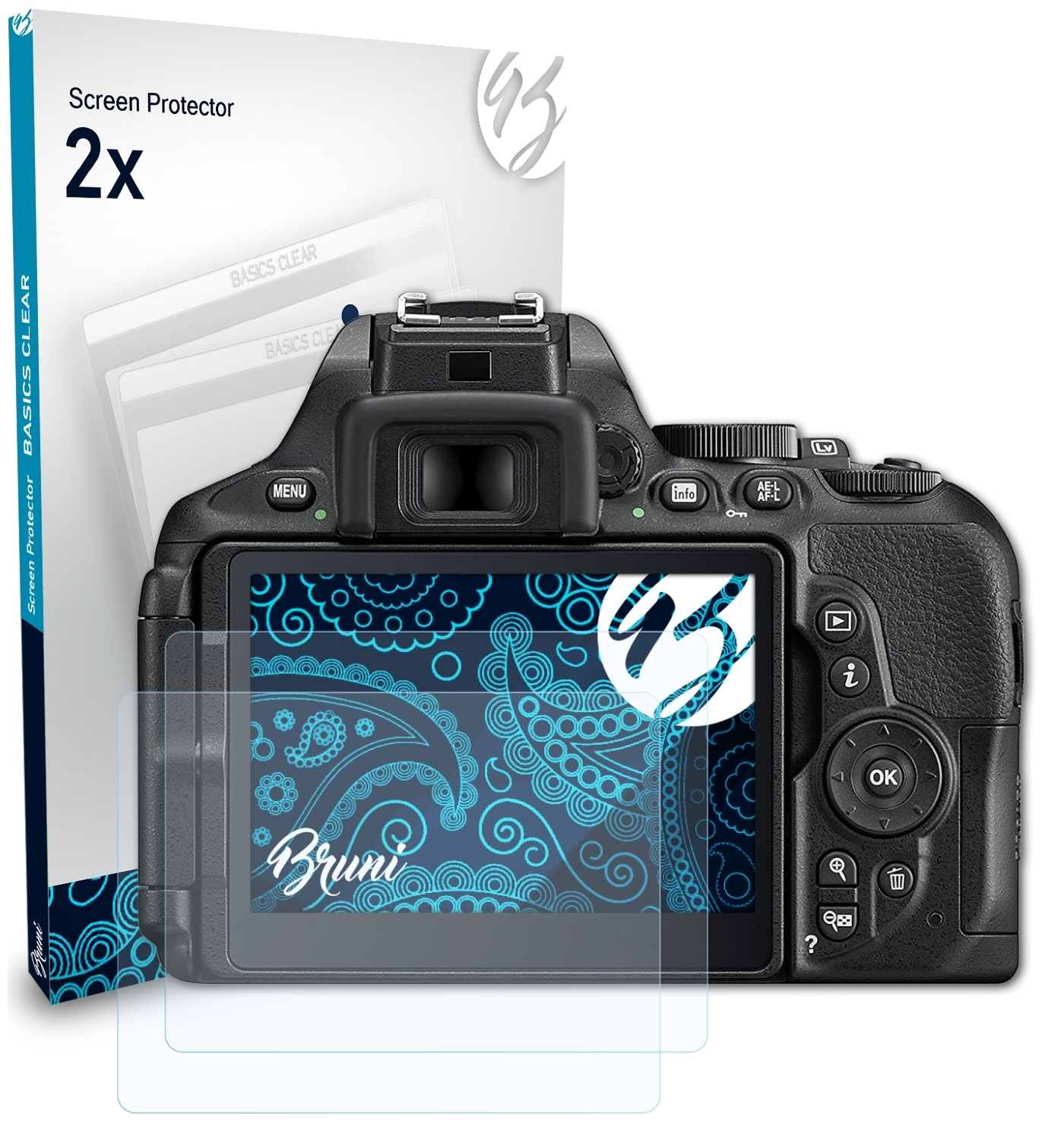 BRUNI 2x Basics-Clear Schutzfolie(für Nikon D5600)