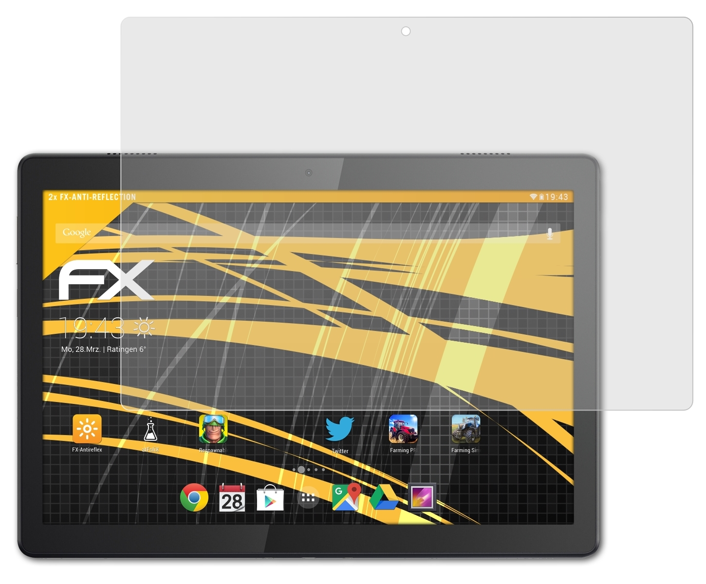 2x Displayschutz(für ATFOLIX FX-Antireflex Tab M10) Smart Lenovo