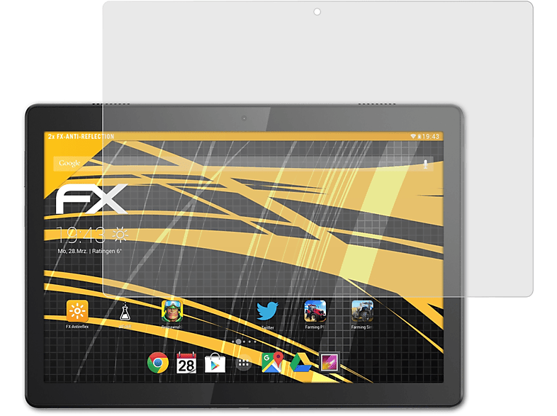 ATFOLIX 2x Tab Lenovo Smart Displayschutz(für M10) FX-Antireflex