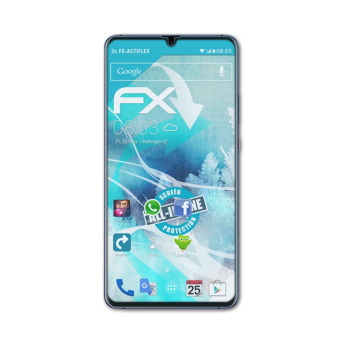 ATFOLIX 3x FX-ActiFleX X 5G) Huawei Displayschutz(für Mate 20