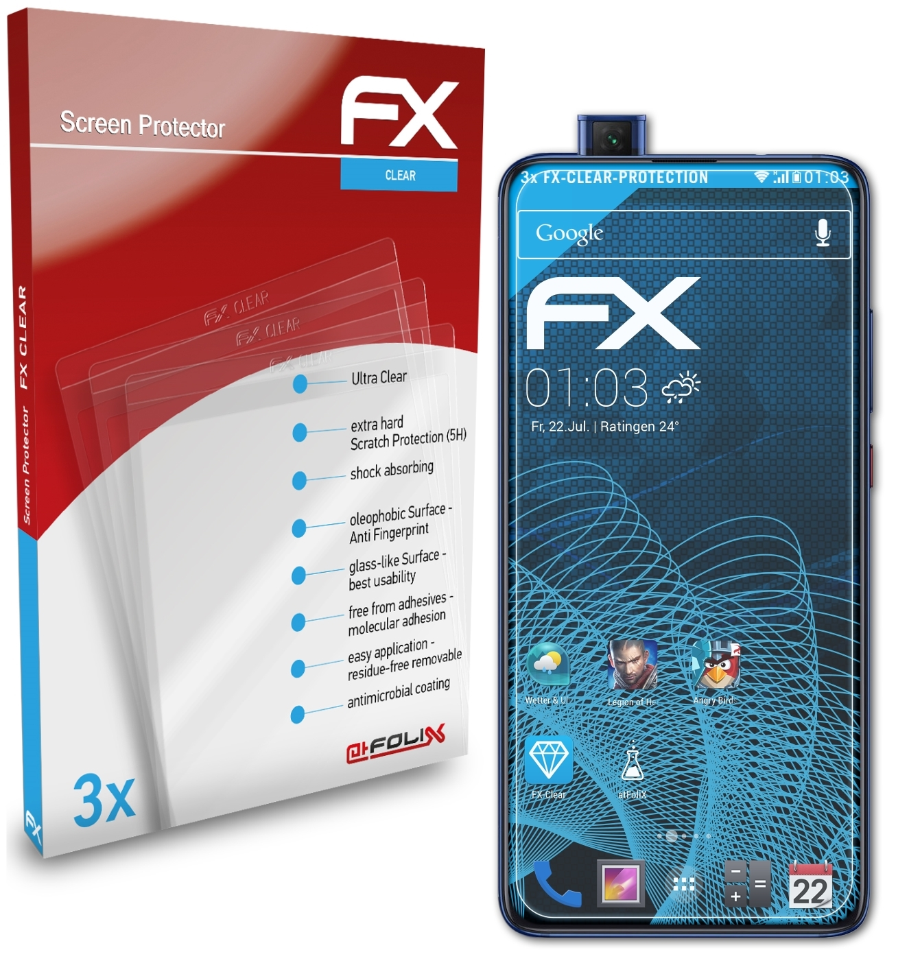 Displayschutz(für FX-Clear Mi 3x Xiaomi ATFOLIX 9T)