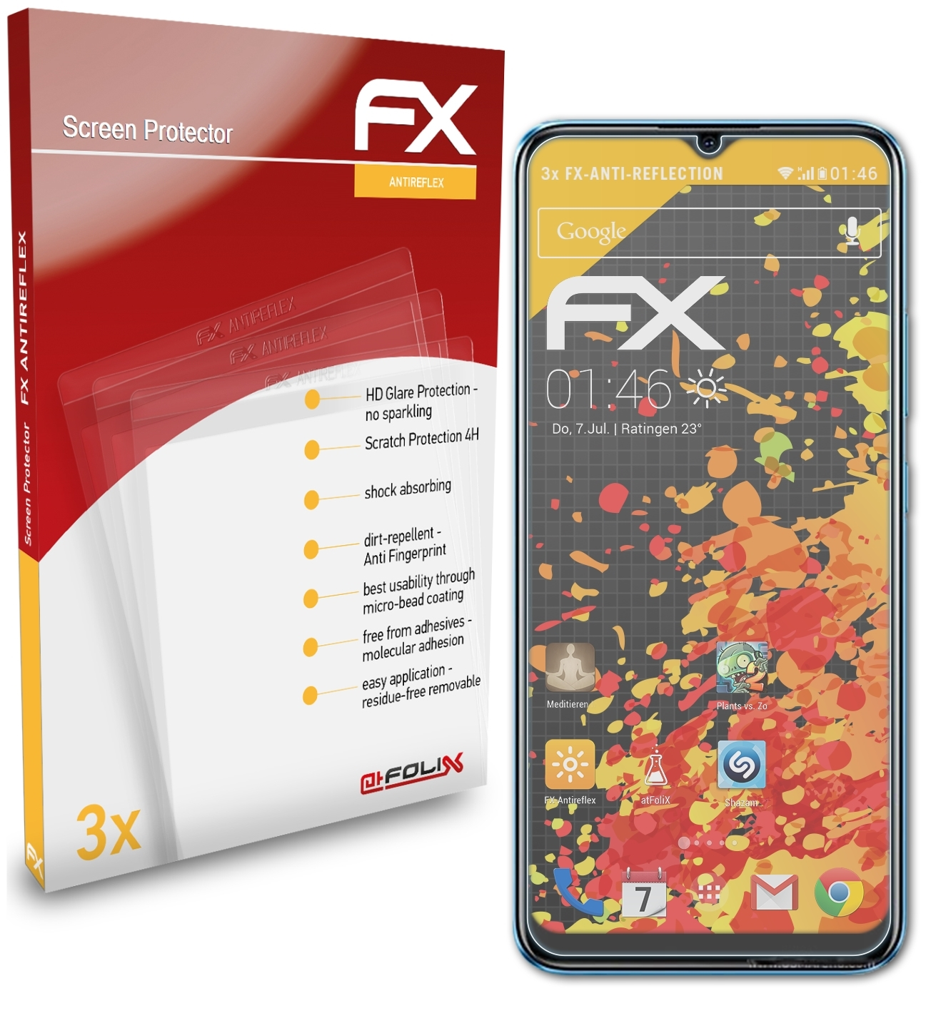 C20) FX-Antireflex ATFOLIX Realme 3x Displayschutz(für