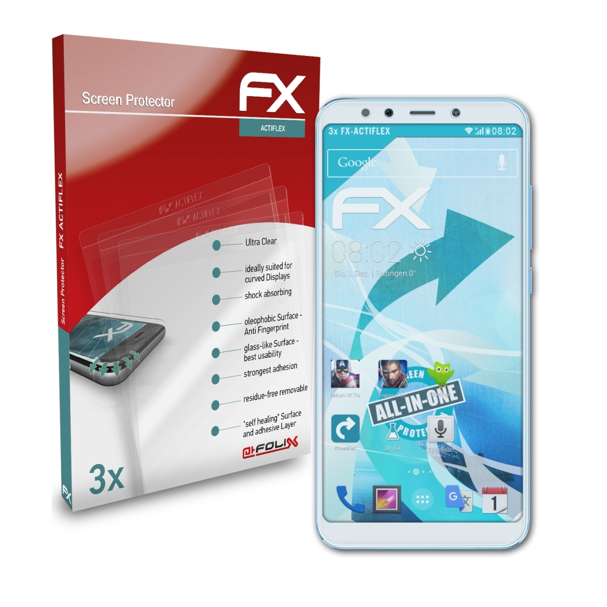 ATFOLIX 3x FX-ActiFleX Displayschutz(für Xiaomi Mi A2)