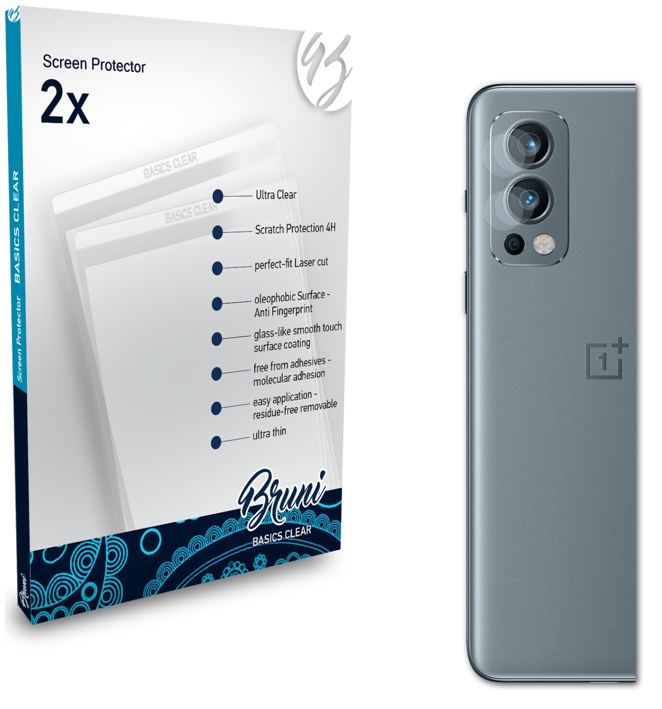 Basics-Clear OnePlus 5G BRUNI 2x Schutzfolie(für Nord 2 Lens)