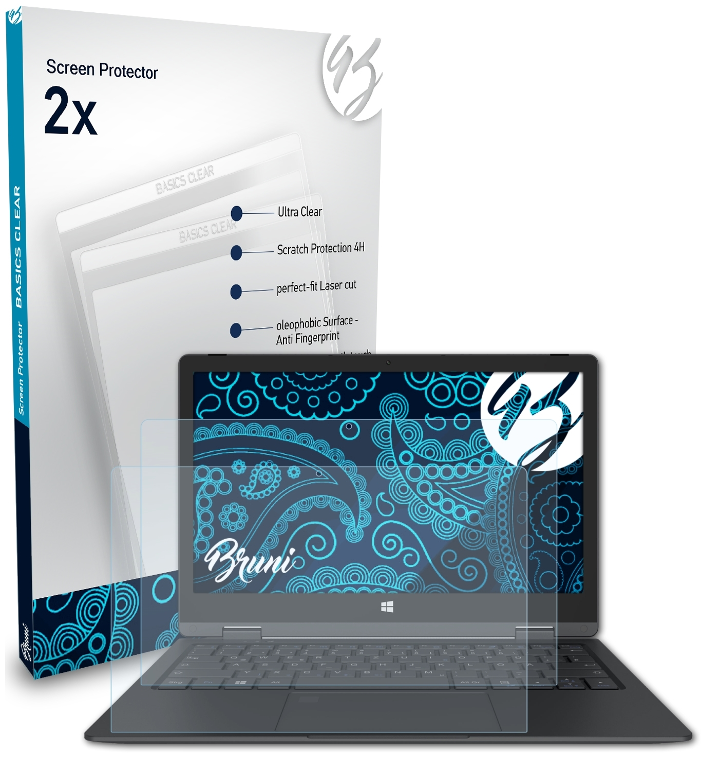 BRUNI C11B) 2x Basics-Clear YourBook Trekstor Schutzfolie(für