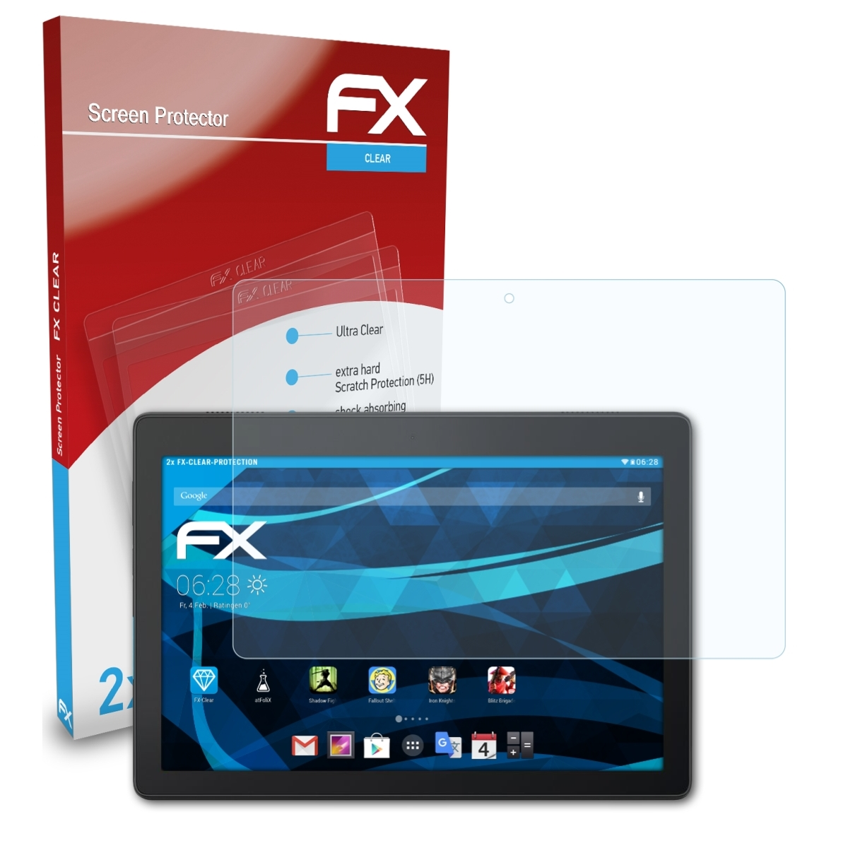 Displayschutz(für Tab ATFOLIX E10) Lenovo FX-Clear 2x