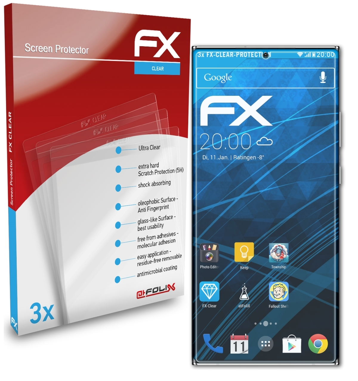 ATFOLIX 3x FX-Clear Galaxy 20 Displayschutz(für Note Samsung Ultra)