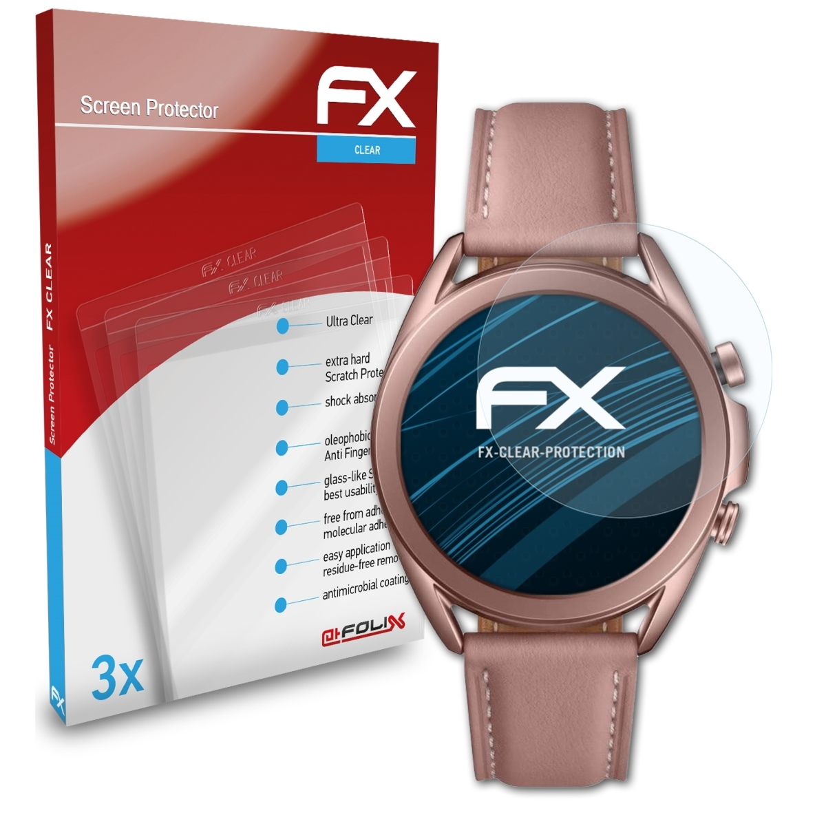 ATFOLIX Samsung 3x Displayschutz(für Galaxy Watch (41mm)) 3 FX-Clear