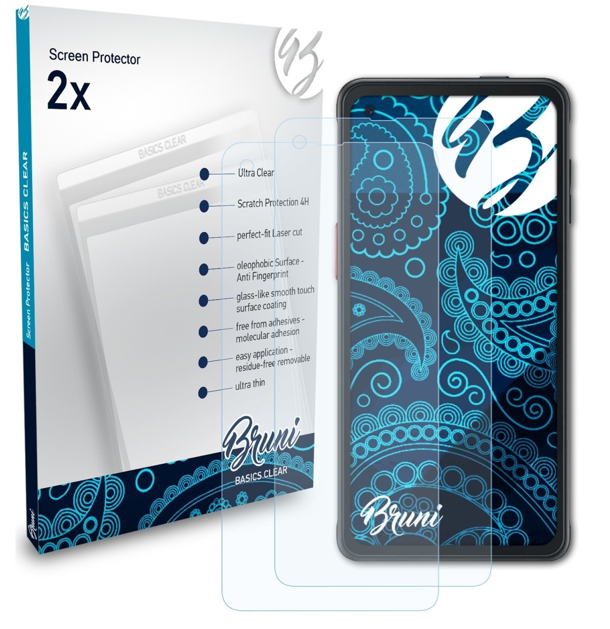 BRUNI Pro) Galaxy Schutzfolie(für Samsung 2x XCover Basics-Clear