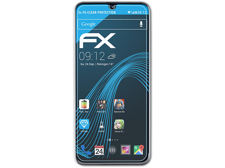ATFOLIX 3x FX-Clear Displayschutz(für Samsung Galaxy A20e)