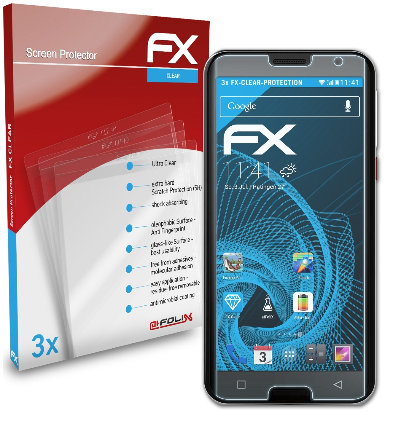 ATFOLIX 3x FX-Clear Smart.5) Displayschutz(für Emporia