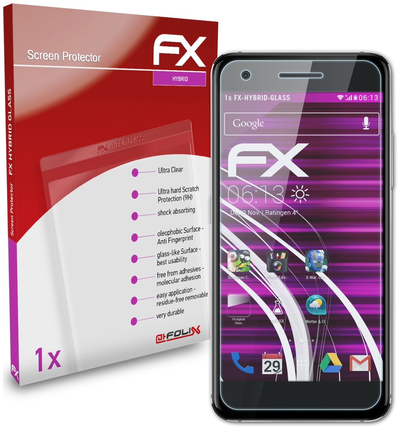 FX-Hybrid-Glass Vodafone Schutzglas(für ATFOLIX Smart V8)